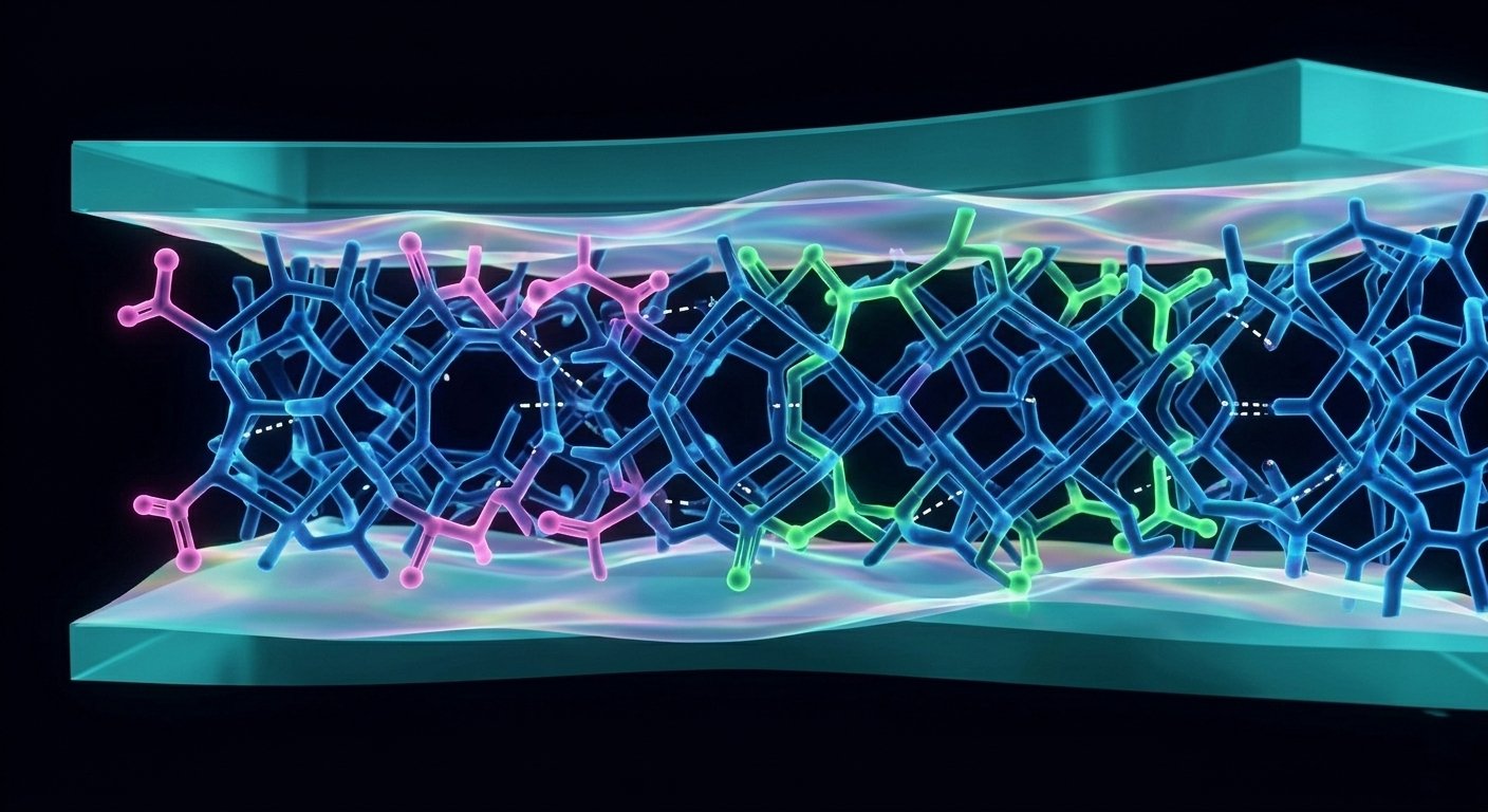 Cross-section of a glass pane with layered coatings — UV-blocking, visible-transmitting, and IR-rejecting layers