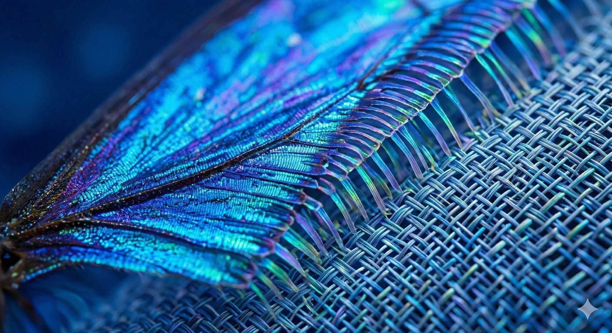 Iridescent butterfly wing showing structural colour at the nanoscale