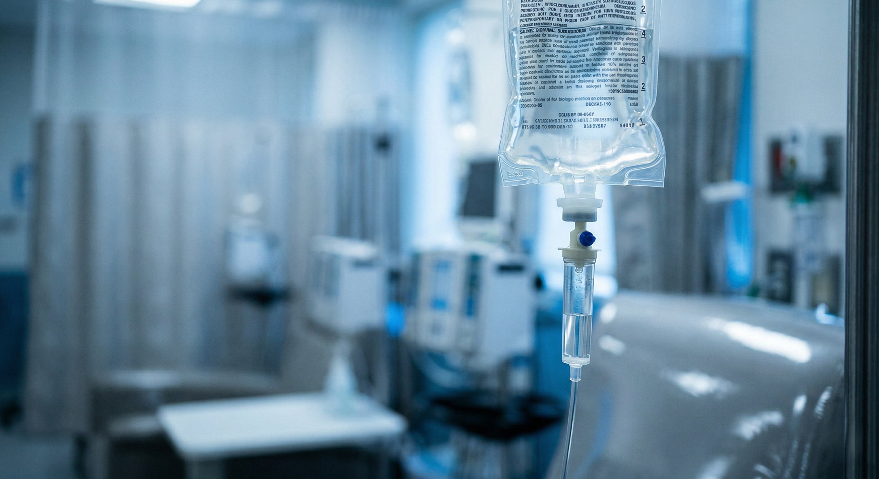 Infusion centre chair with IV bag — the human cost of biologic drugs